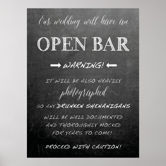 Funny Open Bar Mariage signe | Style de tableau (Devant)