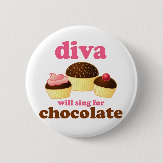 Funny Opera Diva Ronde Button 5,7 Cm (Voorkant)