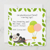 Funny Opossum Birthday Invitation  (Dos)