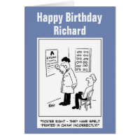 Funny Optician Giving an Eye-test Cartoon