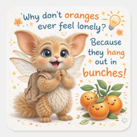 Funny Orange Dad Joke Vierkante Sticker (Voorkant)