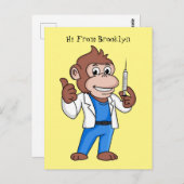 Funny orangutan ape cartoon dokter briefkaart (Voorkant / Achterkant)