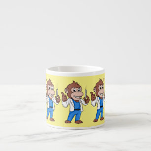 Funny orangutan ape cartoon dokter espresso kop