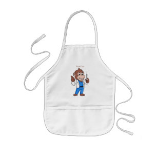 Funny orangutan ape cartoon dokter kinder schort