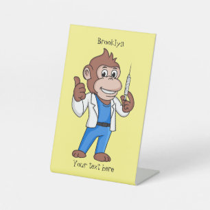 Funny orangutan ape cartoon dokter reclamebord met voetstuk