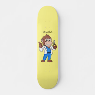 Funny orangutan ape cartoon dokter skateboard