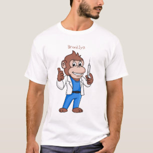Funny orangutan ape cartoon dokter t-shirt