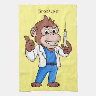 Funny orangutan ape cartoon dokter theedoek