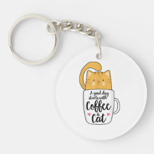 Funny Oranje Cat Coffee Mok Cat Lover Sleutelhanger