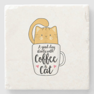 Funny Oranje Cat Coffee Mok Cat Lover Stenen Onderzetter