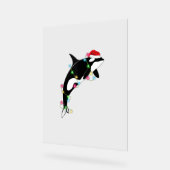 Funny Orca Killer Whale Santa Hat Zee en Acryl Bord (Hoek)