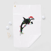 Funny Orca Killer Whale Santa Hat Zee en Golfhanddoek (Insitu)
