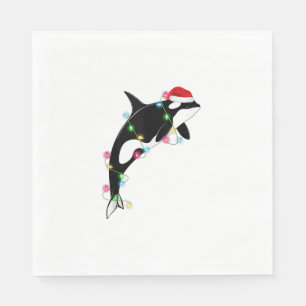 Funny Orca Killer Whale Santa Hat Zee en Servet