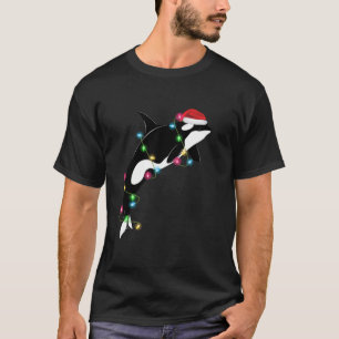 Funny Orca Killer Whale Santa Hat Zee en T-shirt