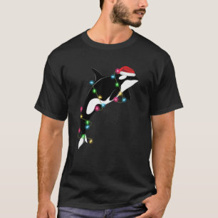 Funny Orca Killer Whale Santa Hat Zee en T-shirt