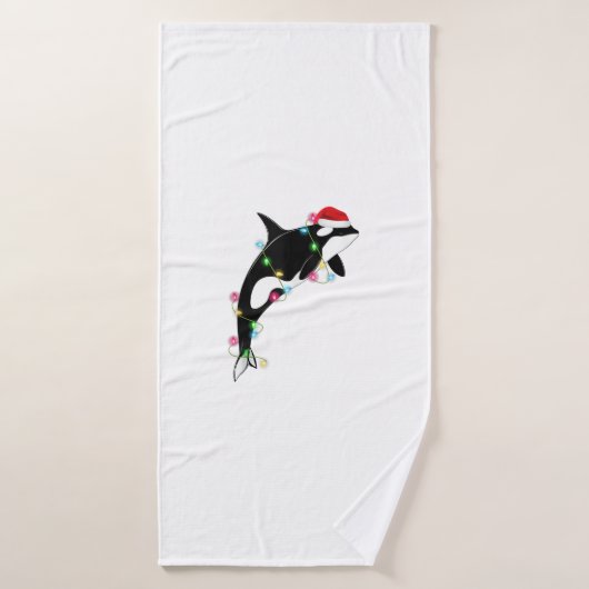 Funny Orca Tueur Baleine Santa Chapeau Mer de Noël (Serviette de bain)