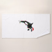 Funny Orca Tueur Baleine Santa Chapeau Mer de Noël (Serviette de bain)