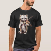 Funny Orchestra Musician Violinist Cute Cat Playin T-shirt (Voorkant)