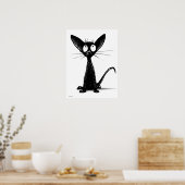 Funny Oriental Black Cat Poster (Keuken)
