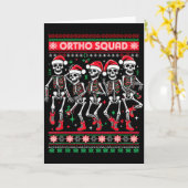 Funny Ortho Squad Christmas Three Santa Skeletons Kaart (Gele Bloem)