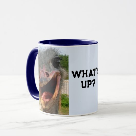 Funny Ostrich Bird Photo What's Up Mok (Voorkant links)