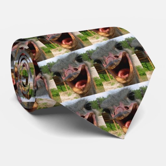 Funny Ostrich Bird Photo What's Up Stropdas (Opgerold)