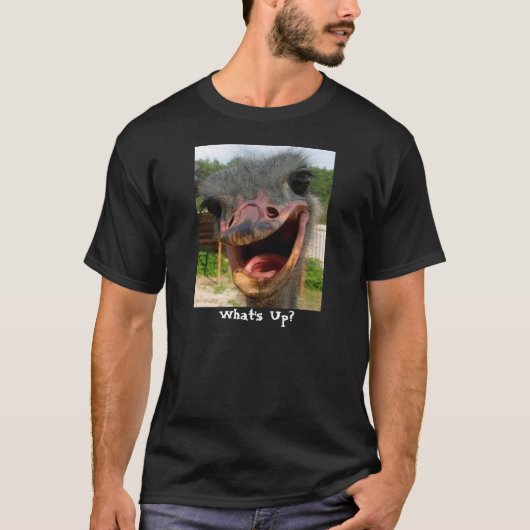 Funny Ostrich Bird Photo What's Up T-shirt (Voorkant)