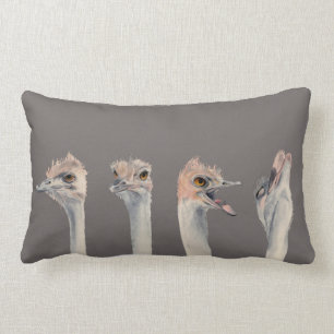Funny Ostrich Bird Waterverf Kussen