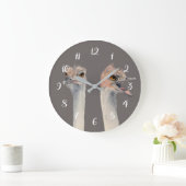 Funny Ostrich Bird Waterverf Painting Grote Klok (Huis)