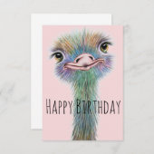 Funny Ostrich  Birthday Kaart (Voorkant / Achterkant)