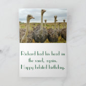 Funny Ostrich carte d'anniversaire tardive (Intérieur)