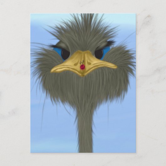 Funny Ostrich George en Cute Ladybug Briefkaart (Voorkant)