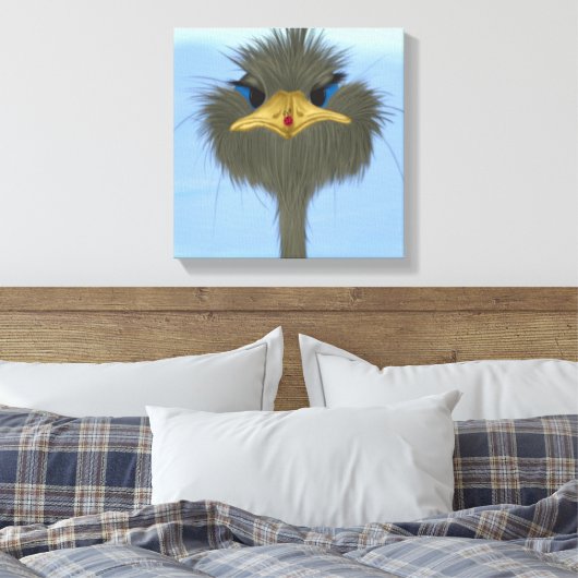 Funny Ostrich George en Cute Ladybug Canvas Afdruk (Insitu (Slaapkamer))