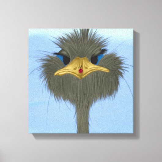 Funny Ostrich George en Cute Ladybug Canvas Afdruk (Voorkant)