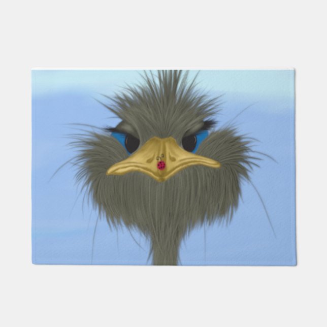 Funny Ostrich George en Cute Ladybug Deurmat (Voorkant)