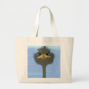 Funny Ostrich George en Cute Ladybug Grote Tote Bag