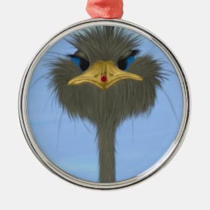 Funny Ostrich George en Cute Ladybug Metalen Ornament