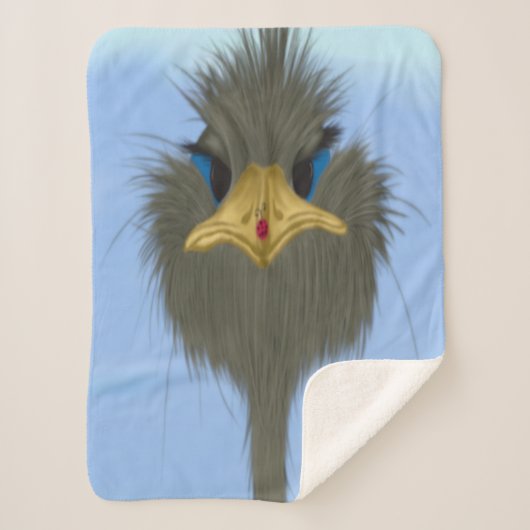 Funny Ostrich George en Cute Ladybug Sherpa Deken (Voorkant)