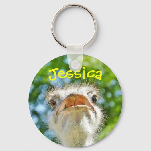 Funny Ostrich Girly Name Sleutelhanger (Voorkant)