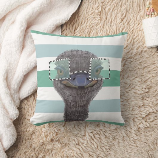 Funny Ostrich met bril Kussen (Deken)