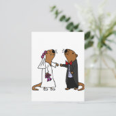 Funny Otter Bruiloft Cartoon Briefkaart (Staand voorkant)