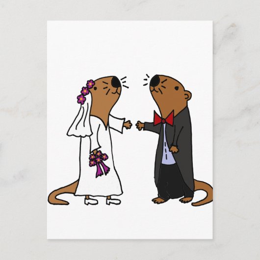 Funny Otter Bruiloft Cartoon Briefkaart (Voorkant)