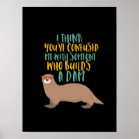 Funny Otter Cartoon Vertrouwd met Dam Beaver