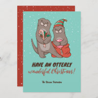 Funny Otter Pun Winter Holiday Merry Kerstmis
