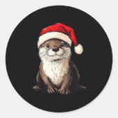 Funny Otter Santa Hat Xmas Otter Lovers Christmas Ronde Sticker (Voorkant)