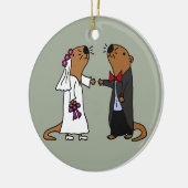 Funny Otter Wedding Cartoon Keramisch Ornament (Links)