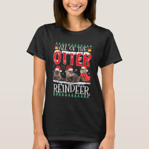 Funny Otters Reindeer Deer Antler Kerstkerstkerstm T-shirt
