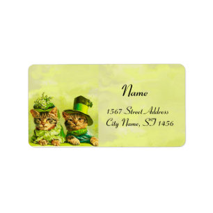 FUNNY OUDE FASHION ST PATRICK'S DAY CATS ETIKET