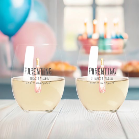 Funny Ouderschap Village and Vineyard Quote Wijnglas Zonder Voet (Insitu (Baby Shower))