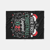 Funny Our First Christmas Engaged 2025 Couples Paj Fleece Deken (Voorkant (Horizontaal))